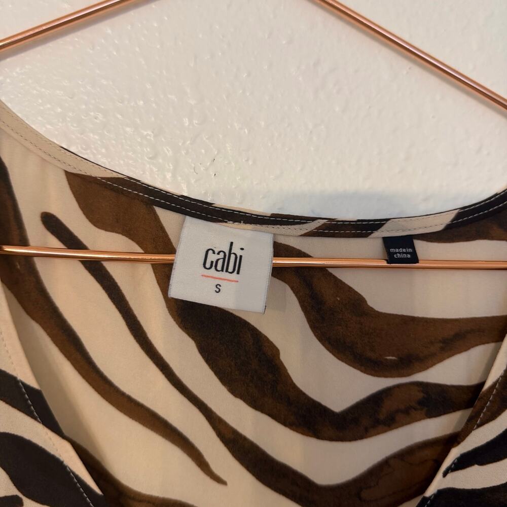 Cabi Flutter Sleeve Neutral Color Zebra Print Siz… - image 2